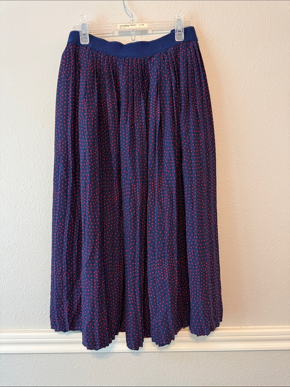 Modcloth Navy Circle Skirt with Red Heart Print